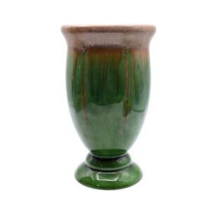 Mid-Century Modern Unsigned Green Drip Glaze Pottery Vase